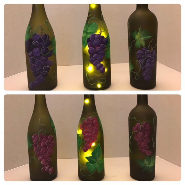 DOUBLE GRAPE CLUSTERS - Wine Bottle with Cork Lights 