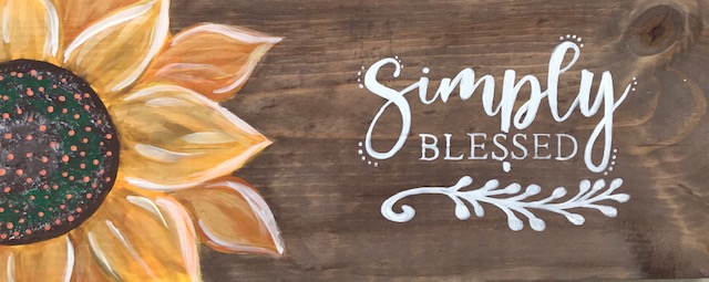 SIMPLY BLESSED SUNFLOWER on wood