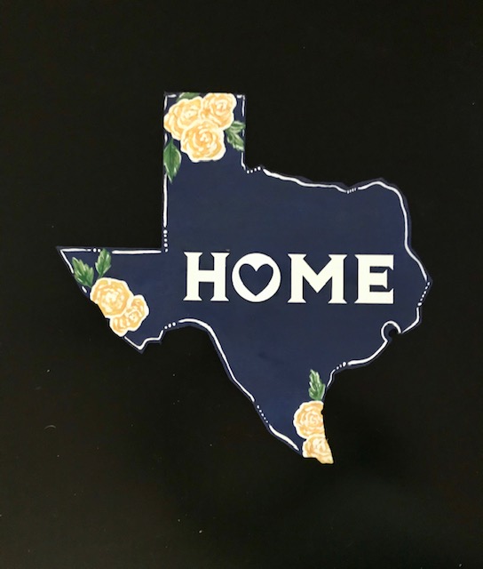 TX HOME Yellow Rose of Texas - wood cutout