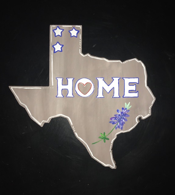 TX HOME Bluebonnet - wood cutout