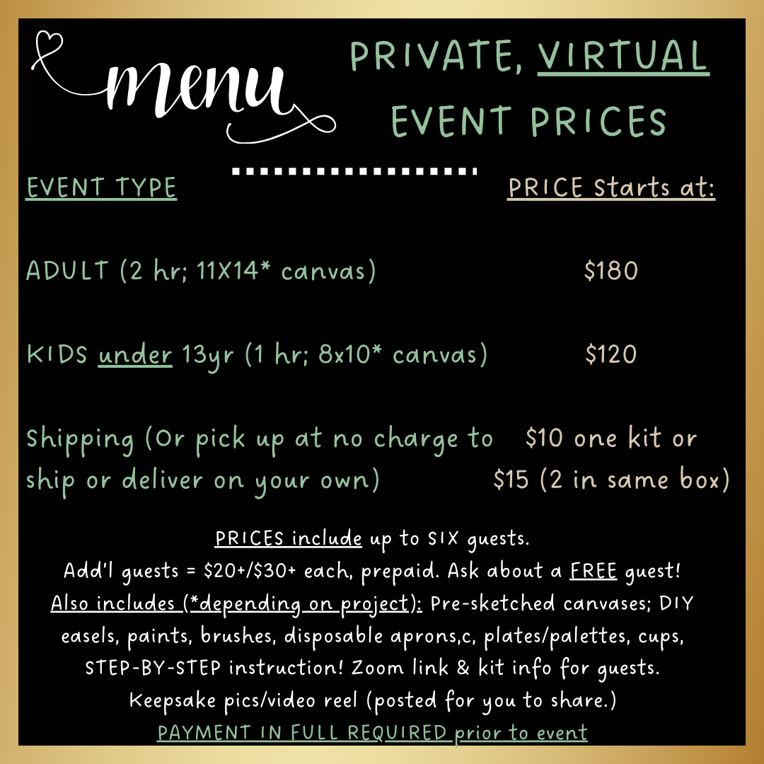 PRICE MENU VIRTUAL private events